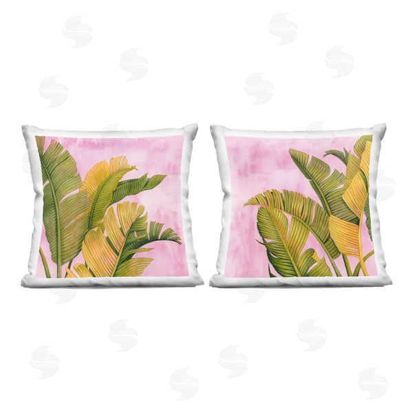 stupell industries Grace Popp | Pink & Palms Leaves Printed Throw Pillow Set