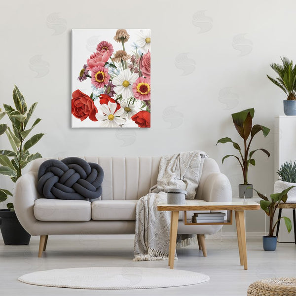 Stupell Industries Grace Popp | Pink Red Spring Bloom Flower Bouquet Roses Daisies Wall Art