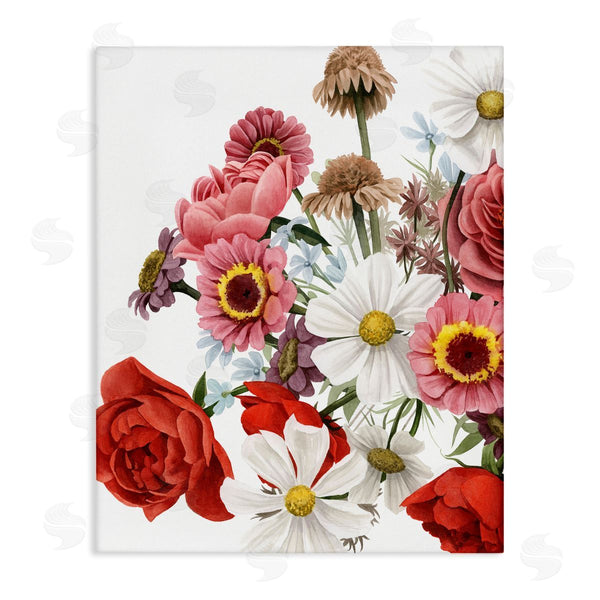 stupell industries Grace Popp | Pink Red Spring Bloom Flower Bouquet Roses Daisies Wall Art