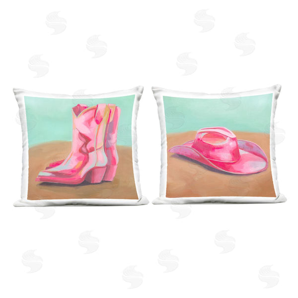 Stupell Industries Grace Popp | Pink Theme Cowgirl Fashion Printed Throw Pillow Set