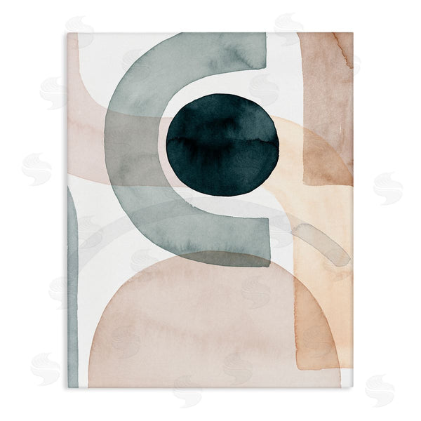 stupell industries Grace Popp | Round Shape Fragments Abstract Blue Brown Arches