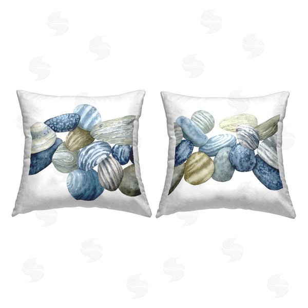 stupell industries Grace Popp | Rows of Stones Organic Blue Brown Patterns Printed Throw Pillow Set