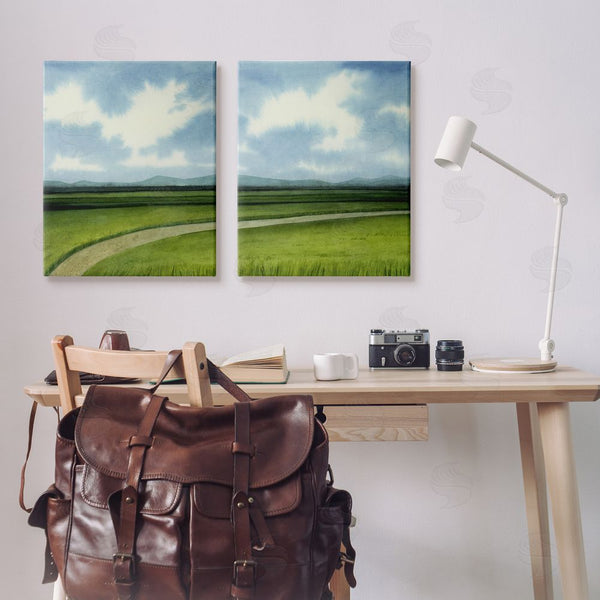 Stupell Industries Grace Popp | Rural Cloudy Countryside Green Fields Design Wall Art