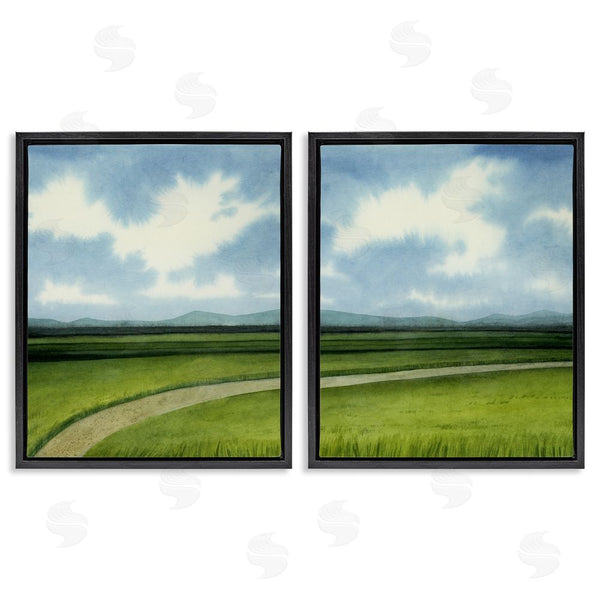 Stupell Industries Grace Popp | Rural Cloudy Countryside Green Fields Design Wall Art