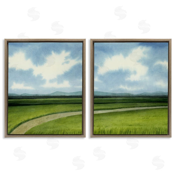 Stupell Industries Grace Popp | Rural Cloudy Countryside Green Fields Design Wall Art