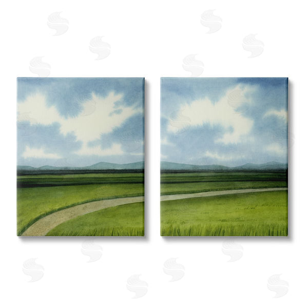 stupell industries Grace Popp | Rural Cloudy Countryside Green Fields Design Wall Art