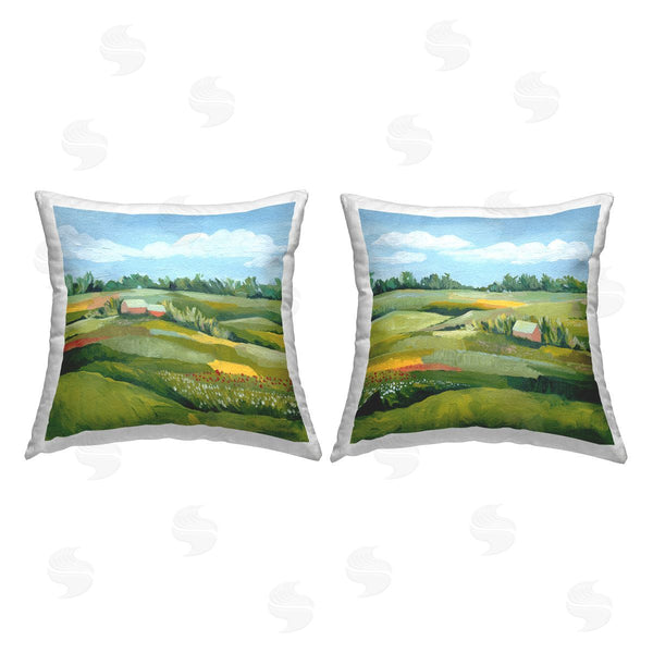 stupell industries Grace Popp | Rural Countryside Farm Landscapes Printed Throw Pillow Set
