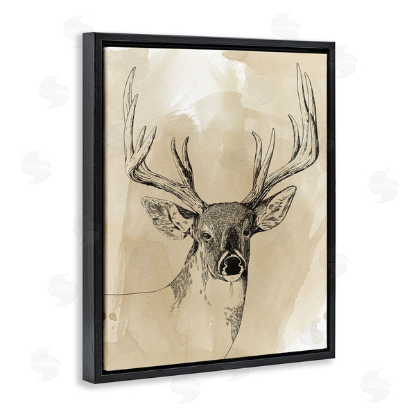 Stupell Industries Grace Popp | Rustic Buck Illustration Wilderness Animals Watercolor Pattern Wall Art