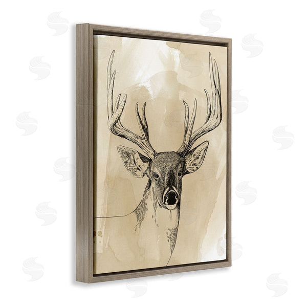 Stupell Industries Grace Popp | Rustic Buck Illustration Wilderness Animals Watercolor Pattern Wall Art