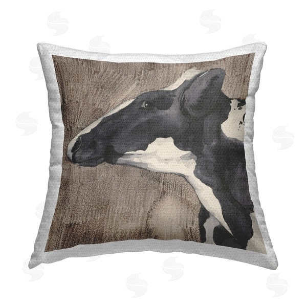 Stupell Industries Grace Popp | Rustic Cow Looking Left Printed Throw Pillow