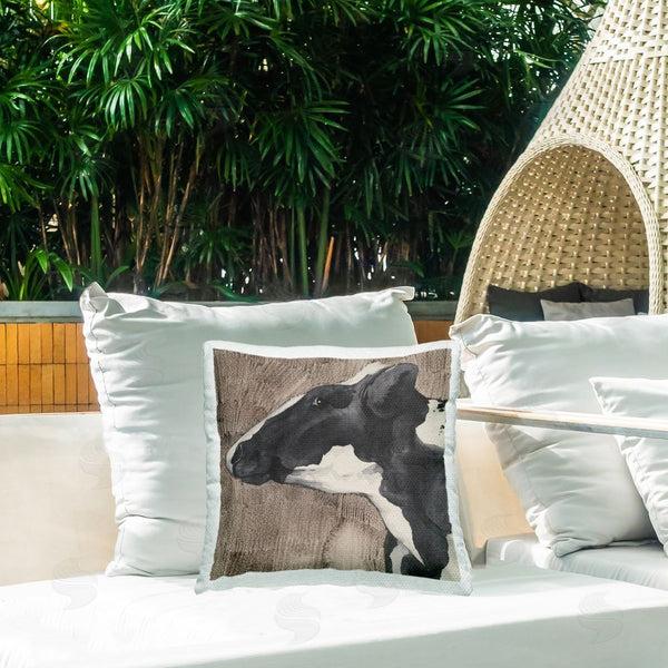 Stupell Industries Grace Popp | Rustic Cow Looking Left Printed Throw Pillow
