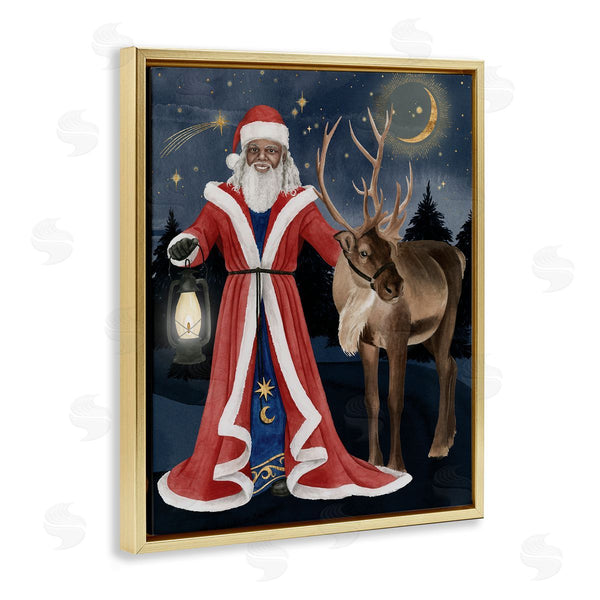 Stupell Industries Grace Popp | Santa Claus Under Night Sky Winter Lantern