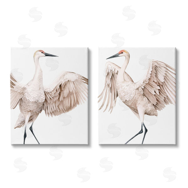 stupell industries Grace Popp | Simple White Crane Birds Standing Open Wings Wall Art