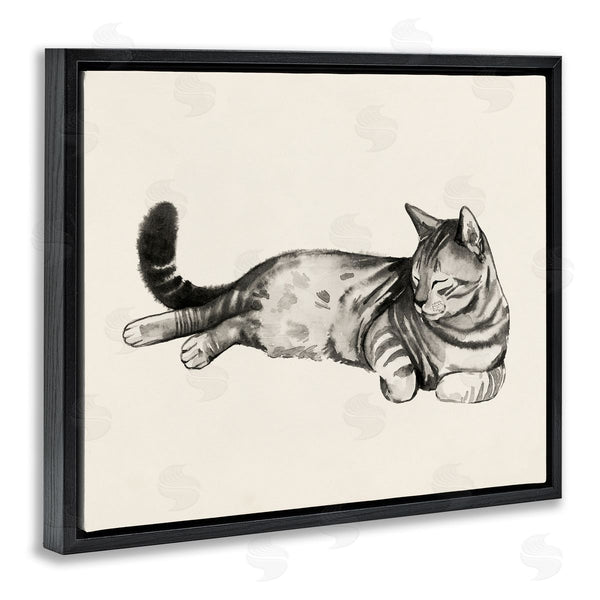 Stupell Industries Grace Popp | Sleeping Striped Cat Relaxed Pet