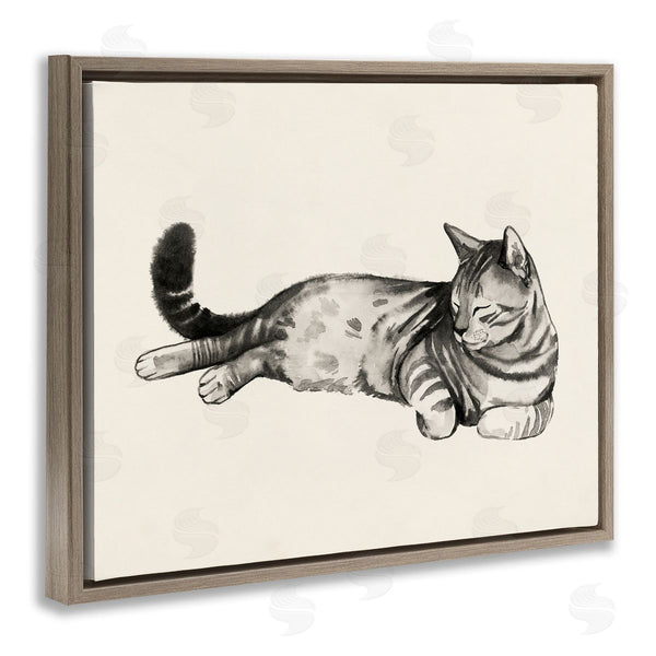 Stupell Industries Grace Popp | Sleeping Striped Cat Relaxed Pet