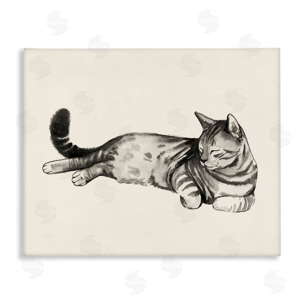 stupell industries Grace Popp | Sleeping Striped Cat Relaxed Pet