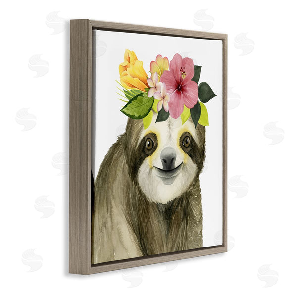 Stupell Industries Grace Popp | Smiling Sloth In Flower Crown