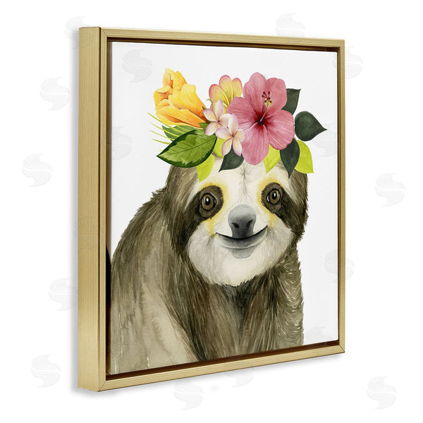 Stupell Industries Grace Popp | Smiling Sloth In Flower Crown