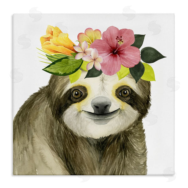 stupell industries Grace Popp | Smiling Sloth in Flower Crown