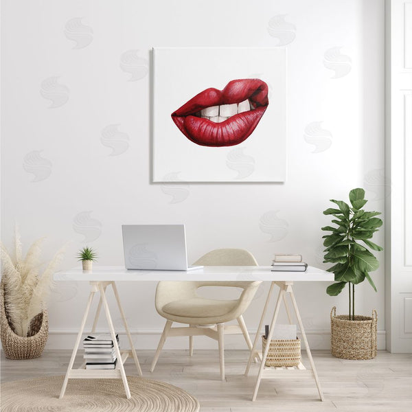 Stupell Industries Grace Popp | Sneering Lips Bold Emotion Red Lipstick Teeth Wall Art