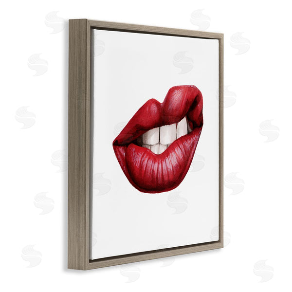 Stupell Industries Grace Popp | Sneering Lips Bold Emotion Red Lipstick Teeth Wall Art