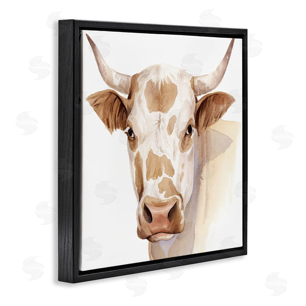 Stupell Industries Grace Popp | Spotted Brown Cow Portrait Soft Tones