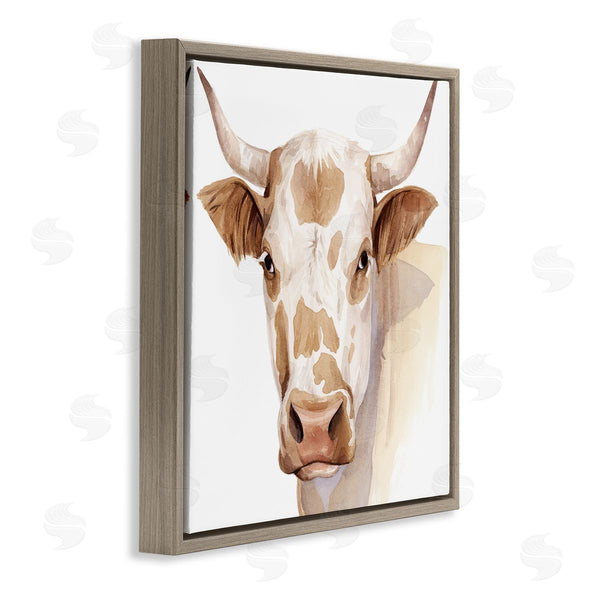 Stupell Industries Grace Popp | Spotted Brown Cow Portrait Soft Tones