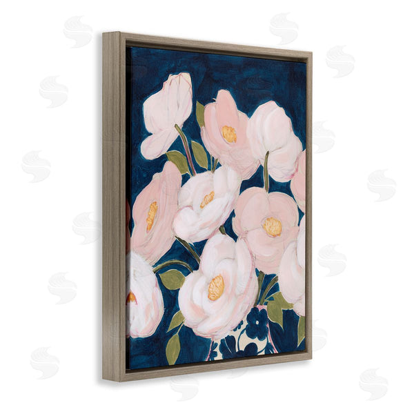 Stupell Industries Grace Popp | Spring Florals Pink Petals Over Deep Blue