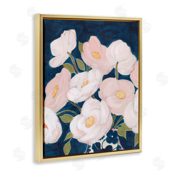 Stupell Industries Grace Popp | Spring Florals Pink Petals Over Deep Blue