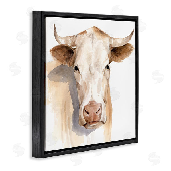Stupell Industries Grace Popp | Sulking Cow Portrait Soft Tone Brown Wall Art