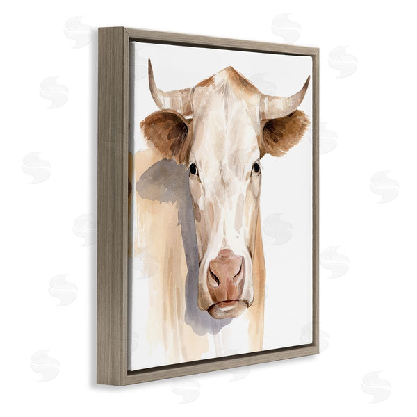 Stupell Industries Grace Popp | Sulking Cow Portrait Soft Tone Brown Wall Art
