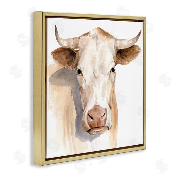 Stupell Industries Grace Popp | Sulking Cow Portrait Soft Tone Brown Wall Art