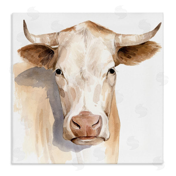 stupell industries Grace Popp | Sulking Cow Portrait Soft Tone Brown Wall Art