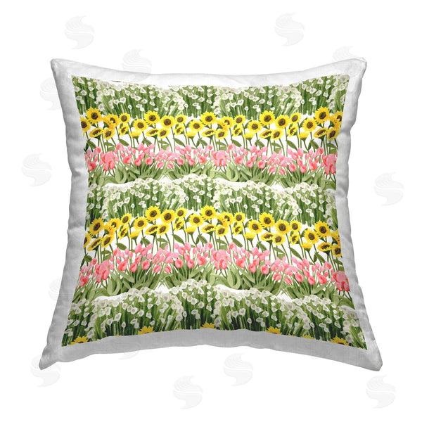 stupell industries Grace Popp | Sunflowers & Tulips Pattern Printed Throw Pillow