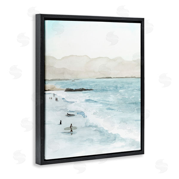 Stupell Industries Grace Popp | Surfing Shoreline Sea Waves Foggy Mountains Wall Art