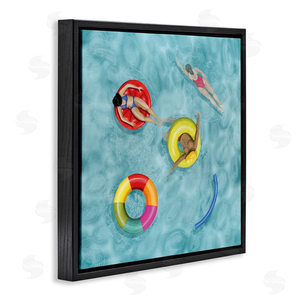 Stupell Industries Grace Popp | Swimmers In Pool Inner Tube Cool Blue Water Wall Art