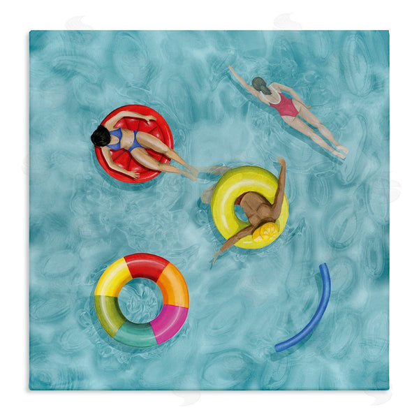 stupell industries Grace Popp | Swimmers In Pool Inner Tube Cool Blue Water Wall Art