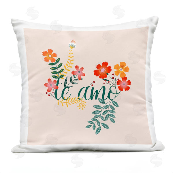 Stupell Industries Grace Popp | Te Amo Romantic Botanical Flower Blossoms Saying Printed Throw Pillow
