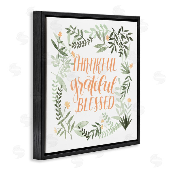 Stupell Industries Grace Popp | Thankful Grateful Blessed Phrase Soft Green Floral Plants