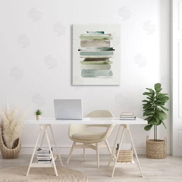 Stupell Industries Grace Popp | Thick Line Shape Abstraction Green Brown Striped Layers Wall Art