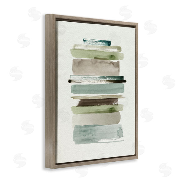 Stupell Industries Grace Popp | Thick Line Shape Abstraction Green Brown Striped Layers Wall Art