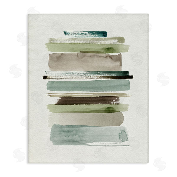 stupell industries Grace Popp | Thick Line Shape Abstraction Green Brown Striped Layers Wall Art