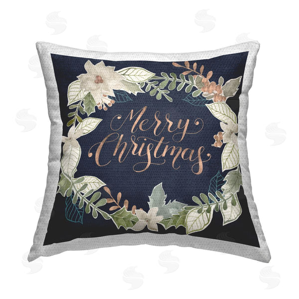 Stupell Industries Grace Popp | Traditional Christmas Wreath Printed Throw Pillow