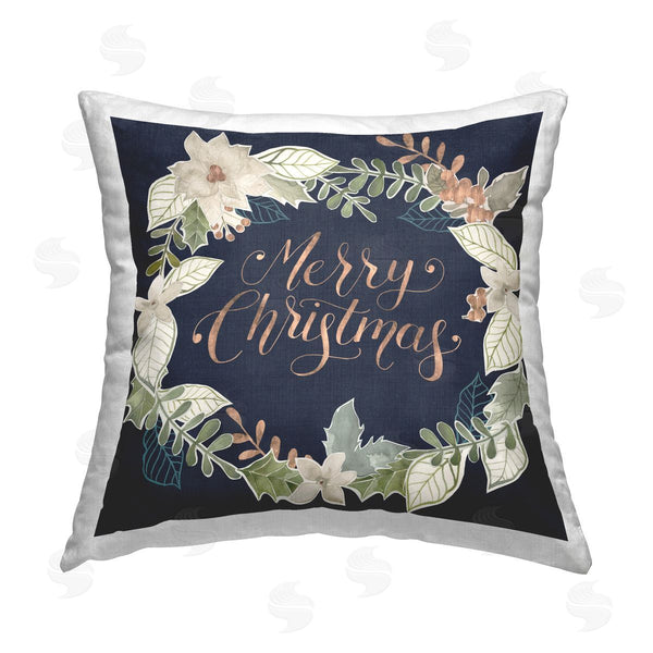 stupell industries Grace Popp | Traditional Christmas Wreath Printed Throw Pillow
