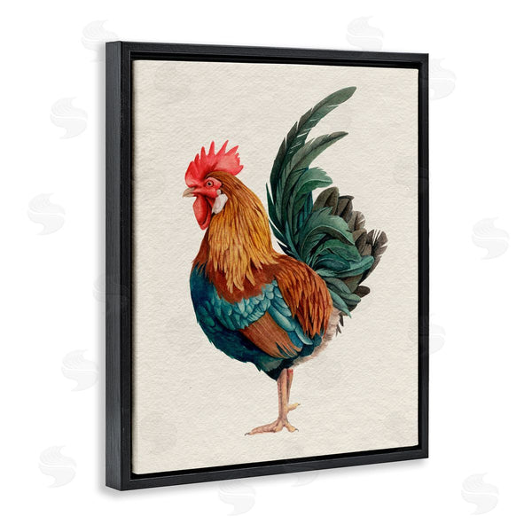 Stupell Industries Grace Popp | Traditional Morning Rooster Illustration Elegant Bird Feathers Wall Art