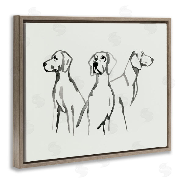 Stupell Industries Grace Popp | Trio Of Dogs Minimal Black Grey Pet Sketch