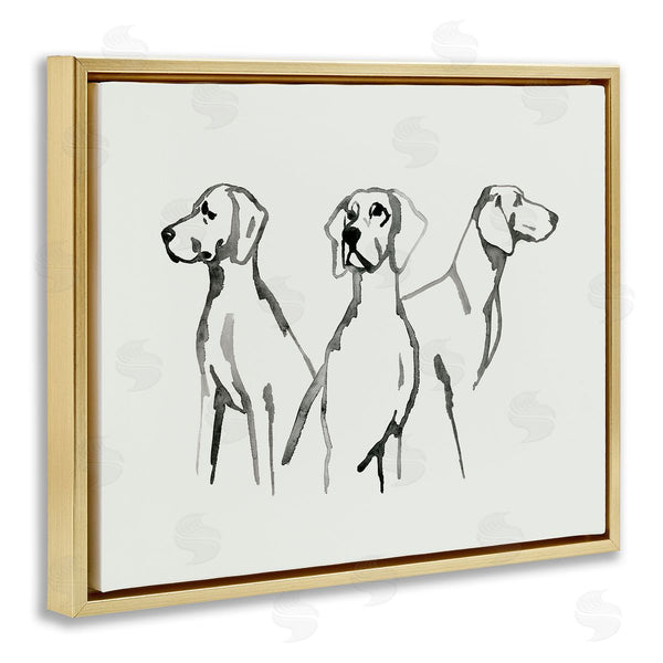 Stupell Industries Grace Popp | Trio Of Dogs Minimal Black Grey Pet Sketch