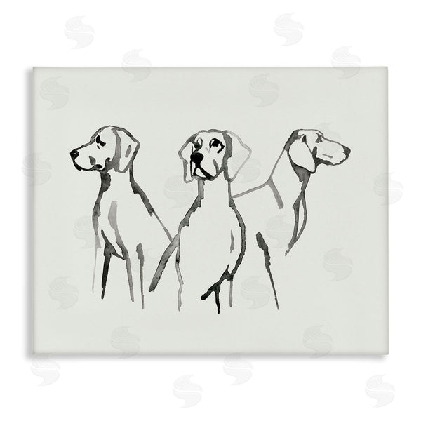 stupell industries Grace Popp | Trio of Dogs Minimal Black Grey Pet Sketch