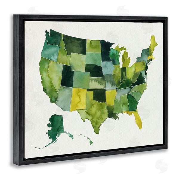 Stupell Industries Grace Popp | United States Green Watercolor Map Modern Painting Wall Art