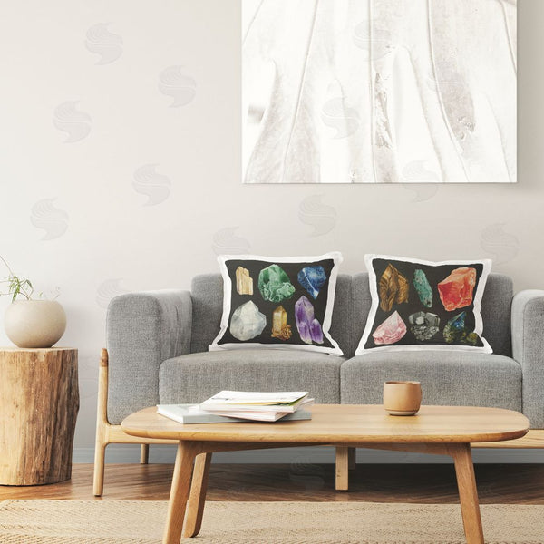 Stupell Industries Grace Popp | Various Gemstones On Black Printed Throw Pillow Set